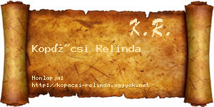 Kopácsi Relinda névjegykártya
